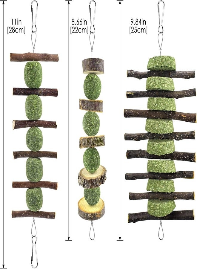 ERKOON Bunny Chew Toys, Rabbit Chew Toys for Teeth Grinding, Improve Dental Health, 100% Natural Apple Wood Timothy Grass Cake Treats for Rabbits Guinea Pigs Chinchillas Bunnies Hamsters (7 Pcs) - Image 2